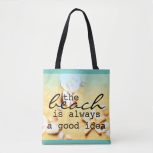 zandschelpen en zeesleepjes voor strandzakken tote bag