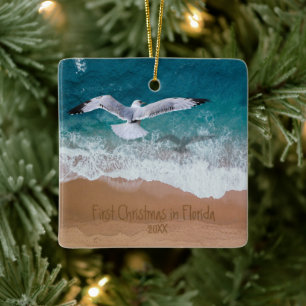 Zandschrijver Onze eerste Kerstmis in Florida Keramisch Ornament