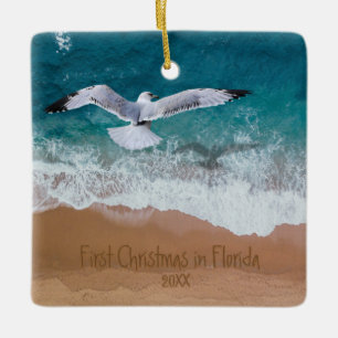 Zandschrijver Onze eerste Kerstmis in Florida Keramisch Ornament