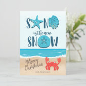 Zandsneeuw Seashell Beach Kustkrab Kerstmis Feestdagenkaart (Staand voorkant)