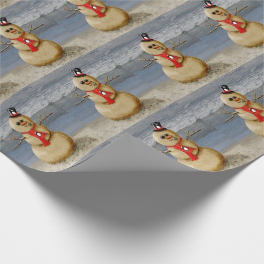 Zandsneeuwman op de kust. cadeaupapier (Hoek)