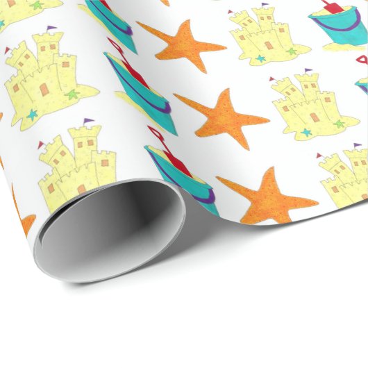 Zandspeelgoed Beach Sandcastle Starfish Shovel Pai Cadeaupapier (Rol Hoek)