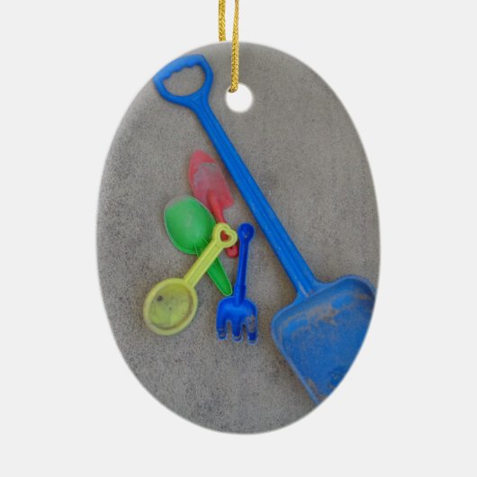 Zandspoelen, Kinder Playground Beach Summer Keramisch Ornament (Achterkant)