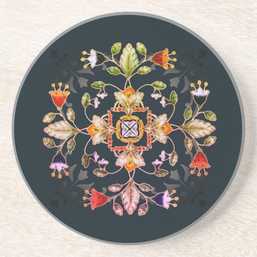 Zandsteen bierviltje - Fiori Dark Zandsteen Onderzetter (Voorkant)