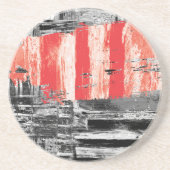 Zandsteen Coaster – Rood Pulse Abstract Ontwerp Onderzetter (Voorkant)