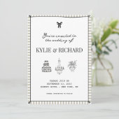 Zandsteen gestreepte rand save the date kaart (Staand voorkant)