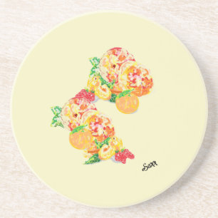 Zandsteen Onderzetters: Vruchten van kleur Zandsteen Onderzetter