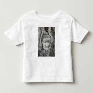 Zandstenen hoofd van Boeddha omringd door boom Kinder Shirts