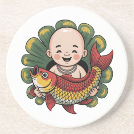 Zandstenen Onderzetter | Schattigee jongen met Luc