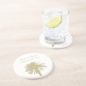 Zandstenen strand bruiloft onderzetter met palmboo (Zijkant)