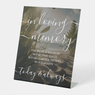 Zandstrand Calligrafie Herdenking Reclamebord Met Voetstuk