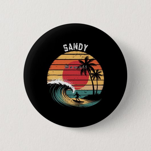 Zandstrand Hawaï Strand Surfen Ronde Button 5,7 Cm (Voorkant)