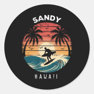Zandstrand Hawaï Surfplank Golven Strand Ronde Sticker