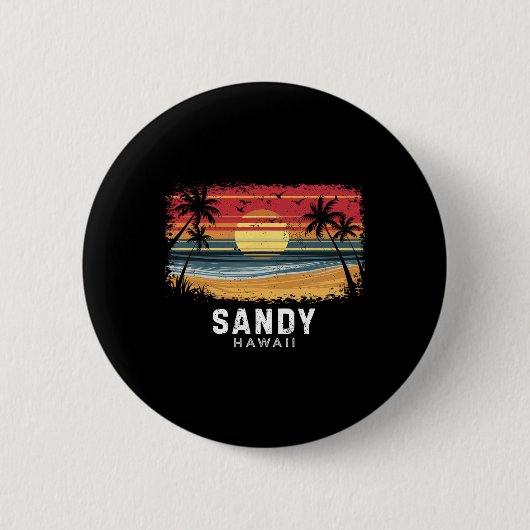 Zandstrand Hawaï Surfplank Strand Ronde Button 5,7 Cm (Voorkant)