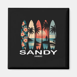 Zandstrand Hawaï Surfplank Surfen Retro _1 Magneet