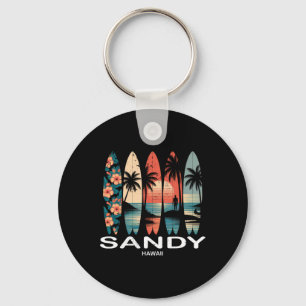Zandstrand Hawaï Surfplank Surfen Retro _1 Sleutelhanger