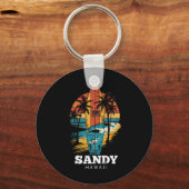 Zandstrand Hawaï Surfplank Surfen Retro Sleutelhanger (Voorkant)