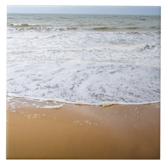 Zandstrand kustlijn uitzicht keramische tegel tegeltje (Voorkant)