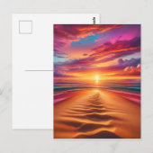 Zandstrand leidt tot een levendige zonsondergang briefkaart (Voorkant / Achterkant)
