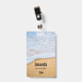Zandstrand met schuimende branding badge (Voorzijde met clip)