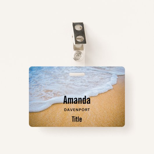 Zandstrand met schuimig Surf Badge (Voorkant met clip)