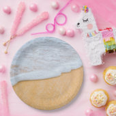 Zandstrand met schuimig Surf Papieren Bordje (Feest)