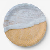 Zandstrand met schuimig Surf Papieren Bordje (Voorkant)