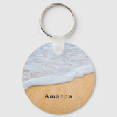 Zandstrand met schuimig Surf Sleutelhanger (Achterkant)