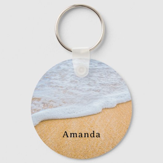 Zandstrand met schuimig Surf Sleutelhanger (Achterkant)