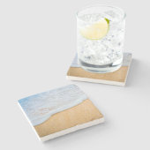 Zandstrand met schuimig Surf Stenen Onderzetter (Zijkant)