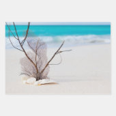 Zandstrand met witte schelpen inpakpapier vel (Voorkant)