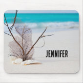 Zandstrand met witte schelpen muismat (Voorkant)