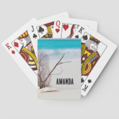 Zandstrand met witte schelpen pokerkaarten (Achterkant)