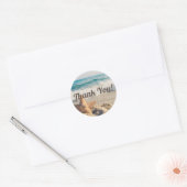 Zandstrand Oceaangolven Zeester Dank je Ronde Sticker (Envelop)