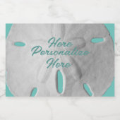 Zandstrand op zee in de zeescheepvaart sparkling wijnetiket (Enkel label)