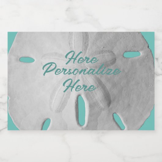 Zandstrand op zee in de zeescheepvaart sparkling wijnetiket (Enkel label)