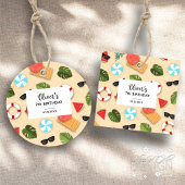 Zandstrand Patroon Zomer Leuk Verjaardagsfeest Bedankjes Labels