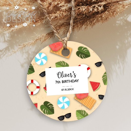 Zandstrand Patroon Zomer Leuk Verjaardagsfeest Bedankjes Labels