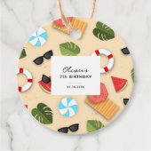 Zandstrand Patroon Zomer Leuk Verjaardagsfeest Bedankjes Labels (Voorkant)