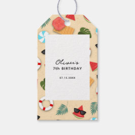 Zandstrand Patroon Zomer Leuk Verjaardagsfeest Cadeaulabel