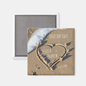 Zandstrand Persoonlijke Namen Hart Sla onze Afspra Magneet (Voorkant / Achterkant)