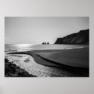 Zandstrand, Reynisfjara, IJsland Poster