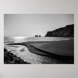 Zandstrand, Reynisfjara, IJsland Poster