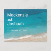 Zandstrand Turquoise Water Beach Bruiloft Opslaan  Aankondigingskaart (Voorkant)
