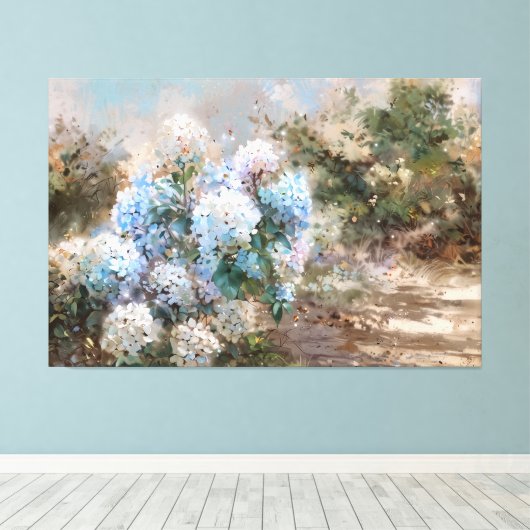 *~* Zandstrand TV2 Hydrangea kunst Canvas Print (Insitu (Houten vloer))