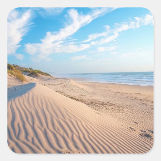 Zandstrand Vierkante Sticker (Voorkant)