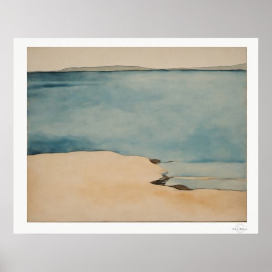Zandstrand Watercolor Canvas, Rustige Kustlijn Poster (Voorkant)