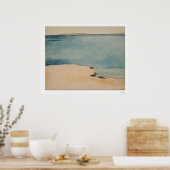 Zandstrand Watercolor Canvas, Rustige Kustlijn Poster (Keuken)