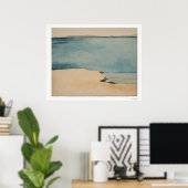 Zandstrand Watercolor Canvas, Rustige Kustlijn Poster (Thuiskantoor)