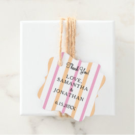 Zandstrand Witte Roze Cabana Strepen Trouw  Bedankjes Labels